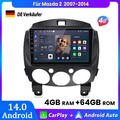 4+64GB Carplay Android14 Autoradio 8-Kern GPS NAVI BT DAB+ Für Mazda 2 2007-2014