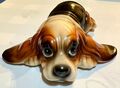 Beagle Dog Figur Hush Puppy Hund - vintage Porzellan - Keramik matt - big eyes