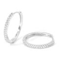 Damen Ohrringe Silber Weißgold vergoldet 18K Zirkonia Creolen WASSERFEST O6177D1