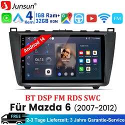 DAB+ Android 14 Carplay Für Mazda 6 GH 2007-2012 Autoradio GPS Navi WIFI BT RDS