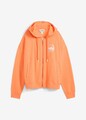 Kapuzen-Sweatjacke aus reiner Baumwolle Gr. 44/46 Lachs Weiß Casual-Jacke Neu
