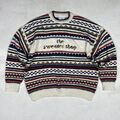 Vintage Sweater Shop Embroidered Knit Jumper Size XL Striped Made In UK 