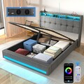 Polsterbett 140x200cm Doppelbett Stauraumbett Bettgestell mit USB/LED Lattenrost