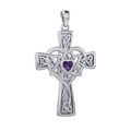 Keltisches Herz Kreuz Trinität Geburtsstein 925 Sterling Silber Anhänger Auswahl