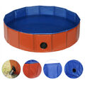 EUGAD Hundepool Swimmingpool Für Hunde Katzen faltbar Blau/Rot aus PVC+MDF