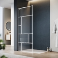 Walk in Dusche Duschwand Echtglas Duschabtrennung 6mm NANO Glas 90x200cm Weiß  ﻿