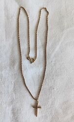 Schöne antike Halskette mit Kreuz, Gold 333