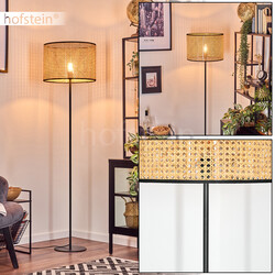 Boho Style Rattan schwarz Stand Steh Lampe Wohn Schlaf Zimmer Leuchte Schalter