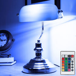 Bankerlampe Schreibtischlampe Leselampe dimmbar Fernbedienung grün LED H 36 cm