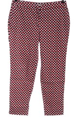 NAF NAF Stoffhose Damen Hose Gr. DE 40 rot-weiß-schwarz Casual-Look