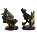 2 Stück Vogelfigur Dekovögel Dekofigur Amsel und Buchfink handbemalt auf Ständer