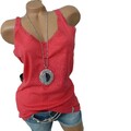 Roadsign Damen Top Shirt Gr. S bis XXL rot Ton mit Spitze (835) NEU