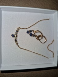 Rotgold 333 Collier Lapizlazuli / Flussperlen /Ohrhänger