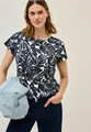 CECIL 323718 BURN Shirt kurzarm Print Details grafische Muster Ausbrenner blau
