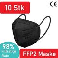 10x FFP2 Maske Schwarz Mundschutz Atemschutz 5-lagig zertifiziert CE
