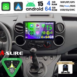 4+64G Android 15 Autoradio HiFi Carplay GPS Navi Mit Kam Für Citroen Berlingo B9