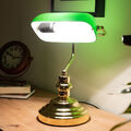 Tischleuchte Schreibtisch Lampe Vintage Büro Bankerlampe Glas grün beweglich