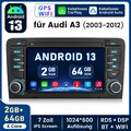 2+64GB Android 13 Für AUDI A3 8P 2003-2012 Autoradio Apple Carplay GPS Navi WIFI