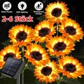 2/4/6x Sonnenblumen Solarlampen LED Solarleuchten Garten Deko Solar Blumen Lampe