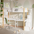 Hochbett Kinderbett 90x200cm Jugendbett Einzelbett Bett mit Schreibtisch Weiss..