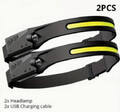 2X LED Sensor Stirnlampe Scheinwerfer Kopflampe USB Wiederaufladbar Wasserdicht