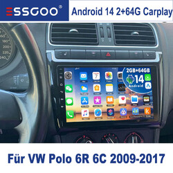 2+64G Android 14 Apple Carplay Für VW Polo 6R 6C 2008-2015 Autoradio GPS NAVI BT