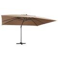 vidaXL Ampelschirm mit LED-Leuchten und Aluminium-Mast 400x300cm Taupe