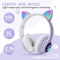 Bluetooth Katze Ohr Kopfhörer Gaming Headset Kopfhörer mit LED Licht für Kinder
