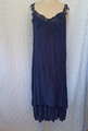 Damen Träger Kleid  F932H Gr. S,M,36 38,40,42 Blau Spitze Gefüttert
