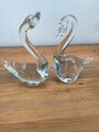 Paar königliche Kristallfelsen italienische Kristallglasschwäne Ornament Figur