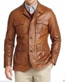 Herren Echt Leder Blazer Echt Lammleder Drei Knopf Premium Hellbraun Jacke...