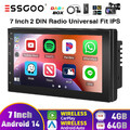 7" Apple Carplay DAB+ Android 14 Autoradio GPS Touch Screen 4+64G 2 DIN + Kamera