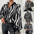 Stylisches Shirt für Damen mit Muster und Laternenärmeln einzigartiges Design