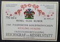 Weinetikett Riesling Auslese 1989 Piesporter Goldtröpfchen MOSEL-SAAR-RUWER 