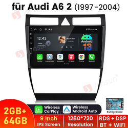 SWC Android 13 Autoradio Für AUDI A6 S6 RS6 1997-2004 Carplay GPS 2G+64G WIFI BT