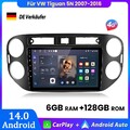 6+128GB Android 14 Autoradio Carplay GPS Navi BT DAB+ Für VW Tiguan 5N 2007-2016