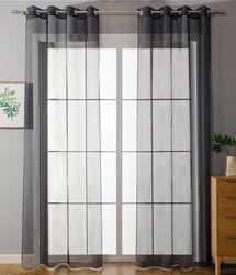 2er Set Ösenvorhänge Transparent »Uni« Gardine Bleiband HxB 175x140 cm Schwarz