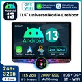 1 DIN 2+32GB Autoradio DAB+ GPS Navi Carplay Android 14 360° Drehbar Bildschirm