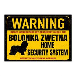 Bolonka Zwetna Dog Schild Warning Security System Türschild Hundeschild Warnschi