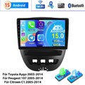 4G+64G Für Toyota Aygo Citroen C1 Peugeot 107 Autoradio Android 15 GPS Navi WiFi