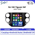 9.7 Zoll Autoradio Android 14 GPS Navi RDS CarPlay 2+64G Für VW Tiguan 2007-2016
