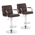 B-Ware SVITA 2er Set Barhocker mit Armlehnen Kunstleder höhenverstellbar Braun
