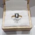 14k Gelbgold Natürlich Blau Aquamarin Und Diamanten Edelstein Damen Dainty Ring