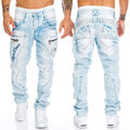  Cipo & Baxx Herren Regular Jeans Hose 272 Blau Dicke Nähte Denim Mens Pants  