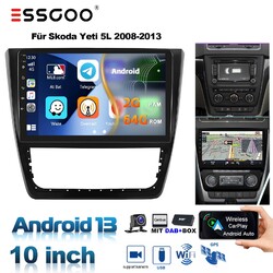 DAB+ 64G Für Skoda Yeti 2008-2013 Autoradio Android 15 Carplay GPS NAVI WIFI KAM