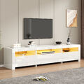 Lowboard TV Schrank TV Board mit LED Beleuchtung Fernsehschrank Hochglanz Weiß