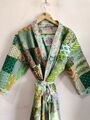 Damen Haus Mantel Wendbar Baumwolle Gesteppt Robe Kantha Kimono Strandbedeckung