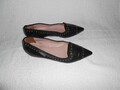 Pretty Loafers® Ballerinas Damen Slipper Freizeit Schuhe Echtleder Schwarz Gr.37