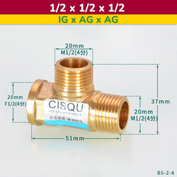 Gewindefittings aus Messing T-Stück Schraubfitting Fittinge Fitting IG und AG