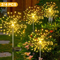 2/4 Stück LED Solar Feuerwerk Licht Solarlampe außen Garten Deko Leuchte Stecker
